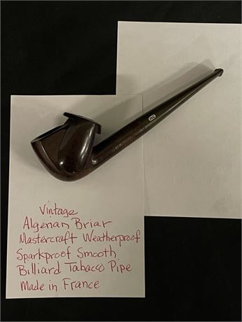 Vintage Algerian Briar Mastercraft Weather & Spark Proof Smooth Billiard