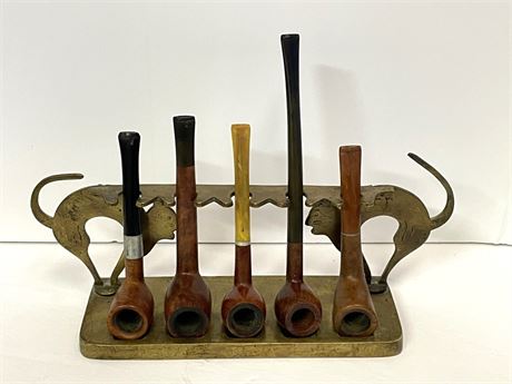 Antique Cast Brass Pipe Display Rack - Pipes sold separately