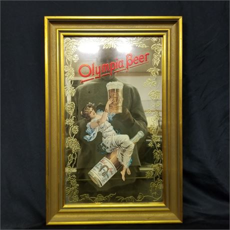 Vintage Olympia Beer Mirror Sign - 15x24