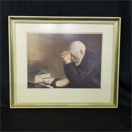 Classic "Grace" Man Praying Framed Print - 19x16