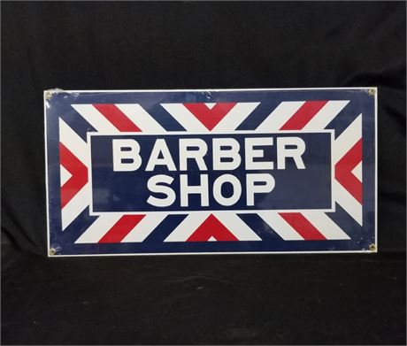 Heavy Metal Wrapped Barber Shop Sign - 18x9