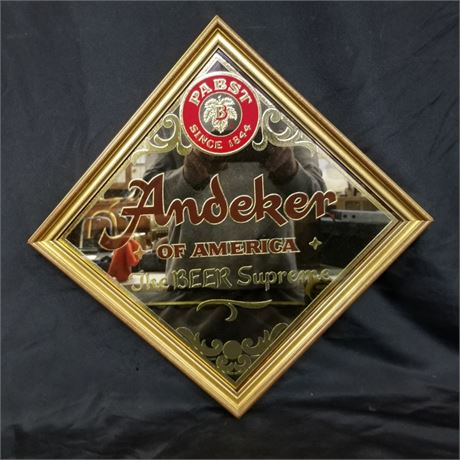 Vintage Andeker Beer Mirror Sign - 14x14