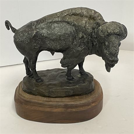 Bronze Bison Sculpture By Clifton Ray Check #7/25