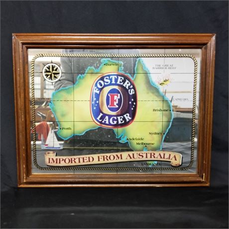Vintage Fosters Lager Mirror Beer Sign - 18x14
