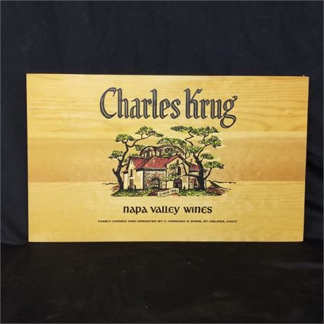 Vintage wood Charles Krug Wall Hanger - 24x14