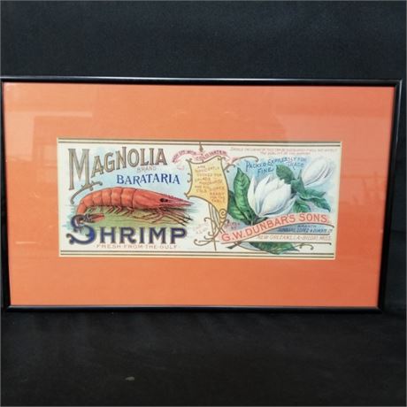 Magnolia Shrimp Label Framed Print - 15x9
