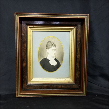 Antique Wood Framed Portrait Print - 13x15