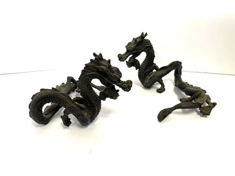 Cast Iron Dragon Pair