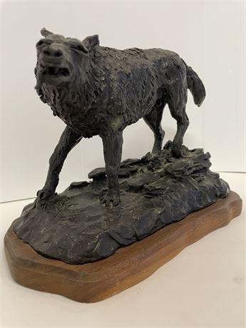 1978 Bronze  Wolf Sculpture By Clifton Ray Check #3/20