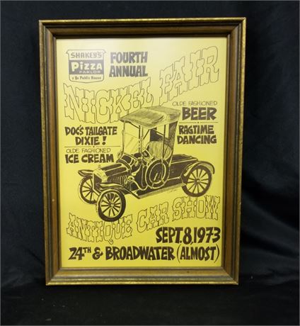 Classic "Shakey's Pizza" Car Show Sign from Billings, MT - 12x16