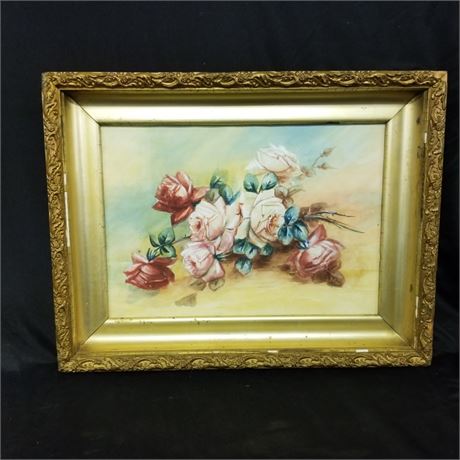 Antique Framed Floral Print - 26x20