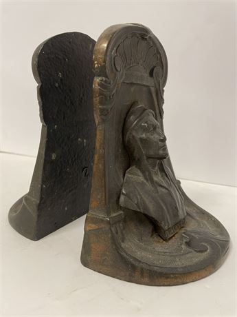 Vintage Cast Iron Dante Bust Book Ends