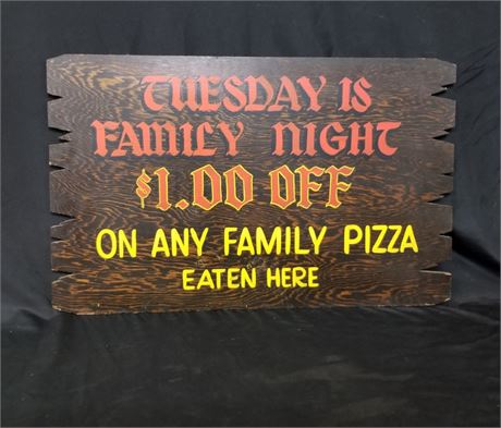 Classic Wood "Shakey's Pizza" Family Night Sign from Billings, MT - 30x20