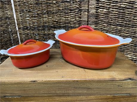 Belgian Collectible Enamel cast Iron Descoware Dutch Ovens