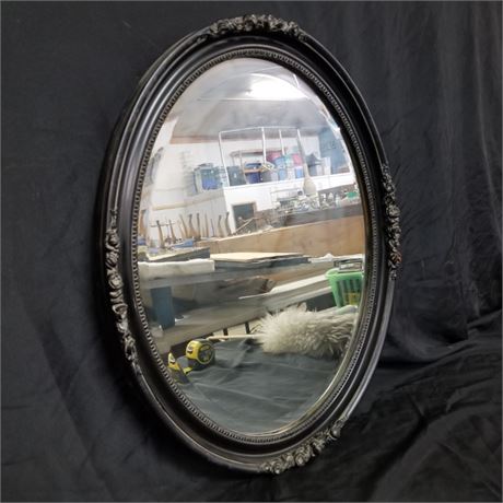 Framed Antique Beveled Oval Mirror - 23x27