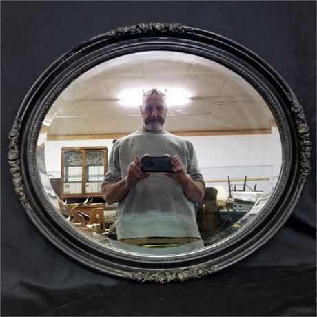 Framed Antique Beveled Oval Mirror - 23x27