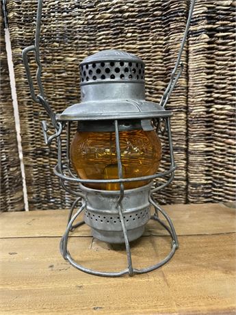 Antique Amber Glass Railroad Lantern - Compare EBAY at $325