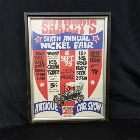 Classic "Shakey's Pizza" Sign from Billings, MT - 12x16