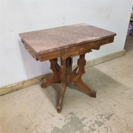 Antique Marble Top Accent Table...30x20x28