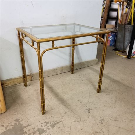 Cool Metal Table with Glass Top...30x24x30