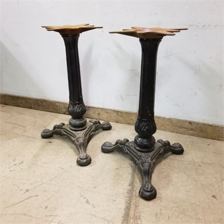 Antique Cast Iron Table Base Pair - 28"⬆️