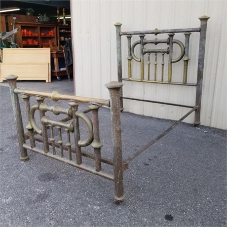 Antique Brass Bed Frame - 54"