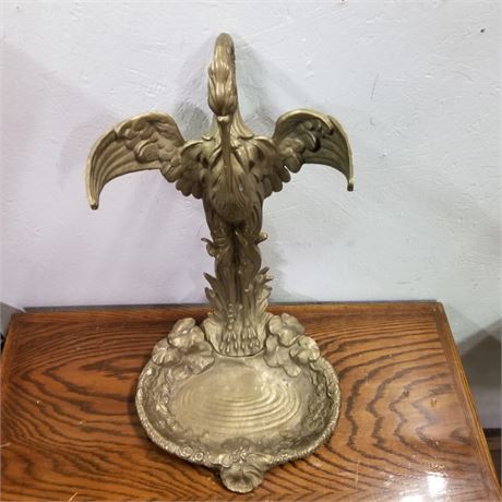 Antique Brass Bird Basin/Umbrella Stand - 26"⬆️x12➡️