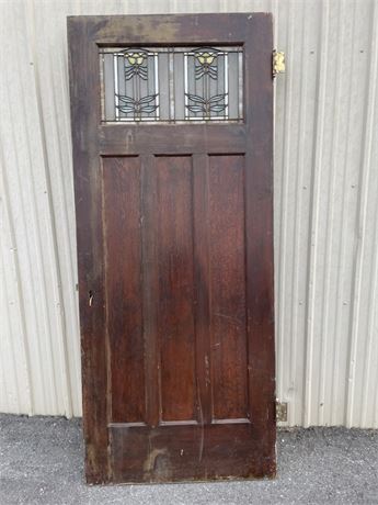 Antique Stained Glass Window Wood Door - 36x84