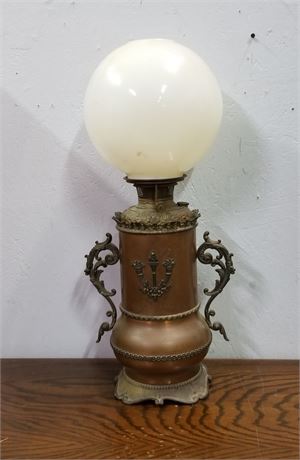 Antique Copper & Brass Globe kerosene Table Lamp - 10x25