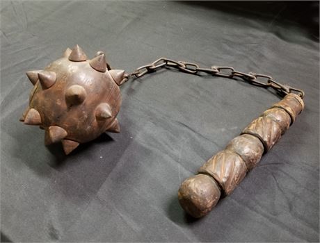 Antique Spiked Flail - 28"