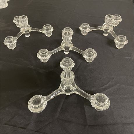 Nice Cut Glass Candle Holder Quad (4)