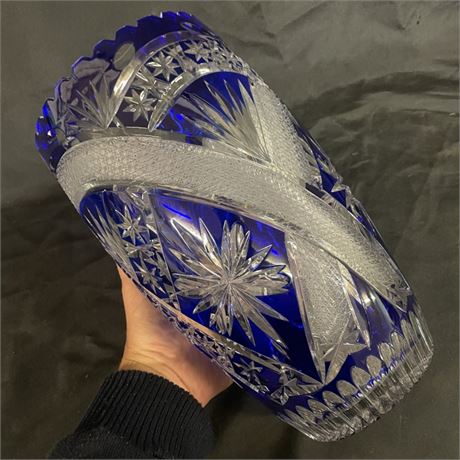 Beautiful Large Blue Crystal Vase - 12" ⬆️.