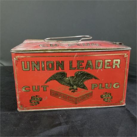 Vintage Metal Union Leader Cut Plug Tobacco Tin