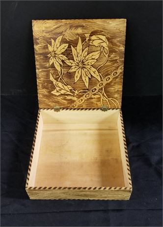 Vintage Carved & Burnished Wood Case - 7x8