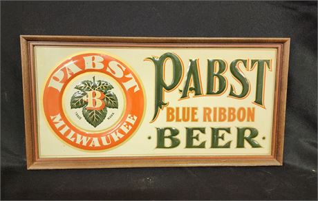 Vintage Framed metal Pabst Beer Sign - 14x7