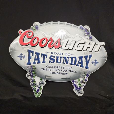 Coors Light Fat Sunday Football Metal Sign - 22x18