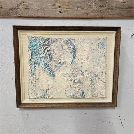 Wyoming in 3D Topographic Map - 23x18