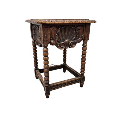 Antique Carved Wood Side/Accent Table - 16x16x22