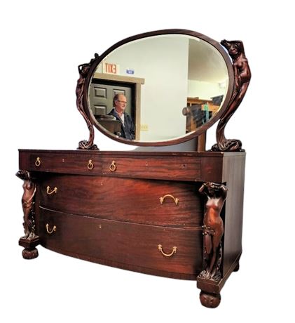 Antique Victorian Dresser w/ Beveled Mirror - 60x28x70