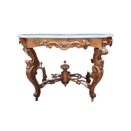 Antique Marble Top Accent Table - 41x31x30