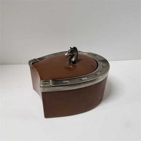 Vintage Horseshoe Leather Trinket Box
