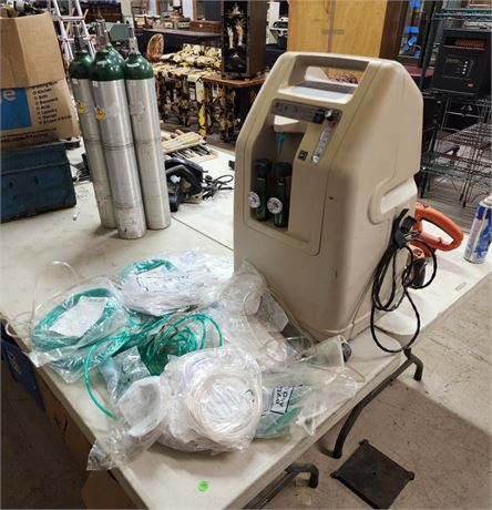 Devilbiss 5 Liter Oxygen Concentrator with Extra Oxy Lines & Regulator Pair