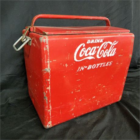 Antique Metal Coca-Cola Cooler - 18x13x18