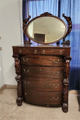 Antique Victorian Beveled Mirror Dresser (missing mirror hardware) 41x23x72