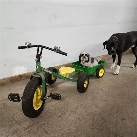 John Deere Trike W/ Ringers & Wagon