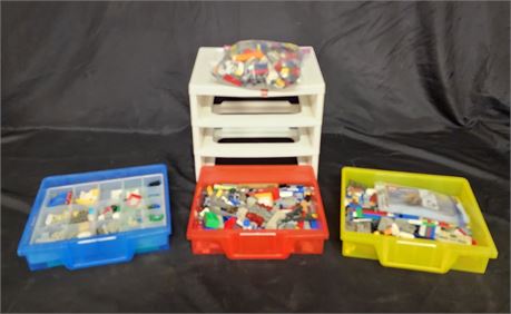 Assorted Legos & Drawered Lego Caddy