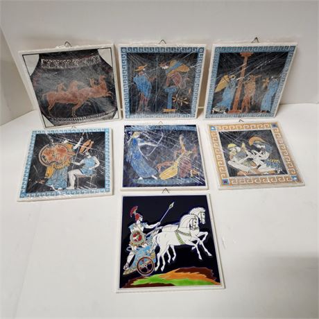 Hanging Handmade & Painted Tiles from Greece...6x6