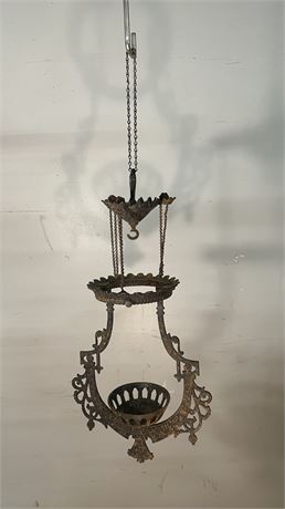 Antique Cast Iron Lamp/Candle Hanger...36" Tall