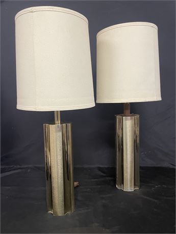Vintage 17lb Brass Plated Table Lamp Pair...38" Tall