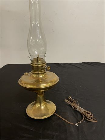 Nice Brass Vintage Plug-In Hurricane Lamp...20" Tall